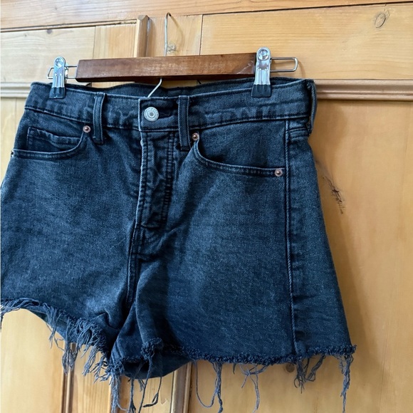 Old Navy Black Jean Shorts High-Waisted Distressed - Picture 2 of 5